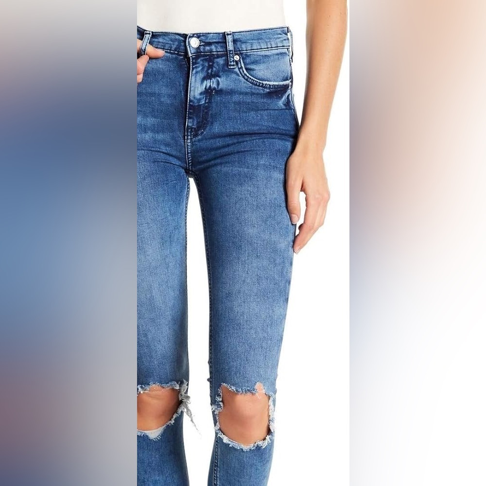 Free People Womens Busted Knee Denim Distressed Skinny Jeans Size 26 - Picture 3 of 9